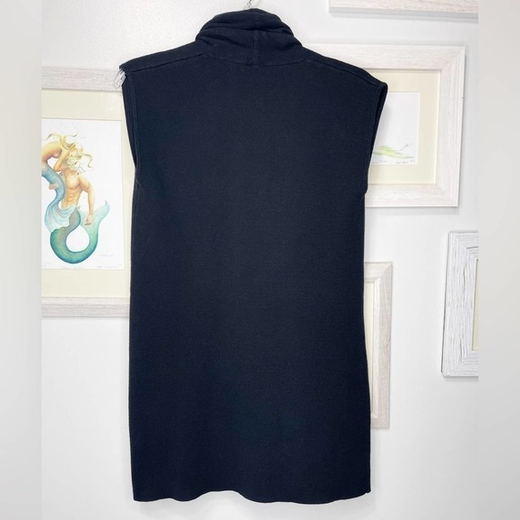 CHICO’S Black Open Front Patch Pocket Sleeveless Sweater Size Small - Picture 7 of 9